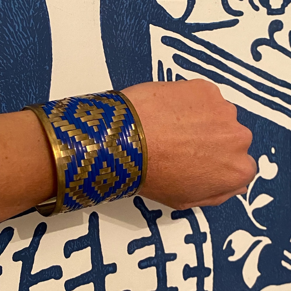 Blue & Brass Woven Cuff